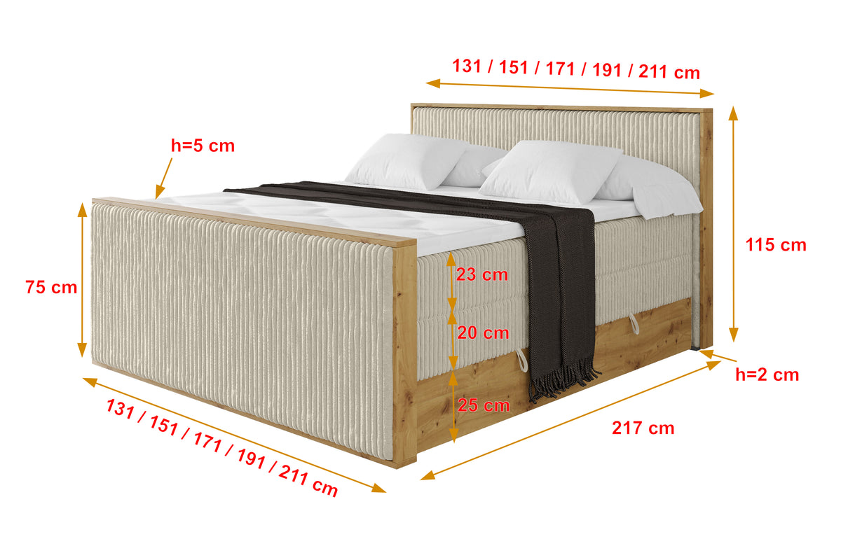 Łóżko kontynentalne LOLLI9-Z KING sztruks