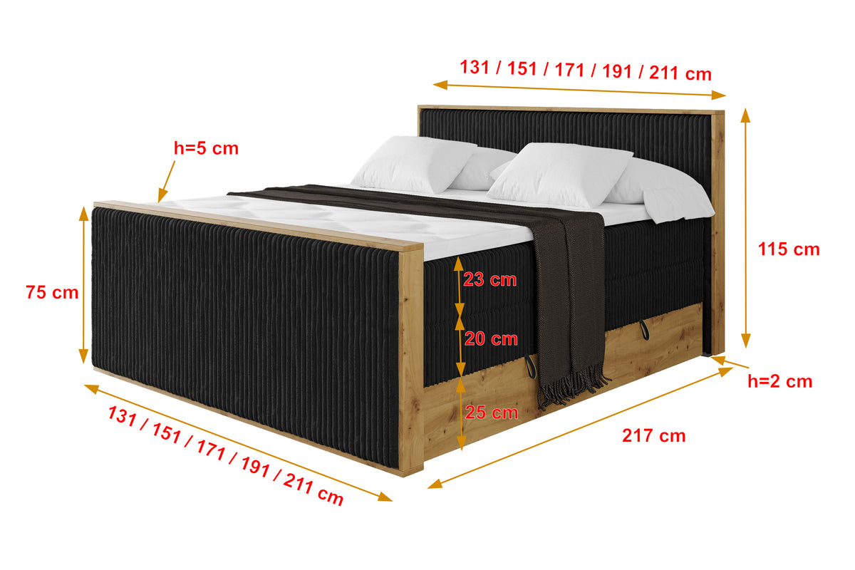 Łóżko kontynentalne LOLLI9-Z KING sztruks