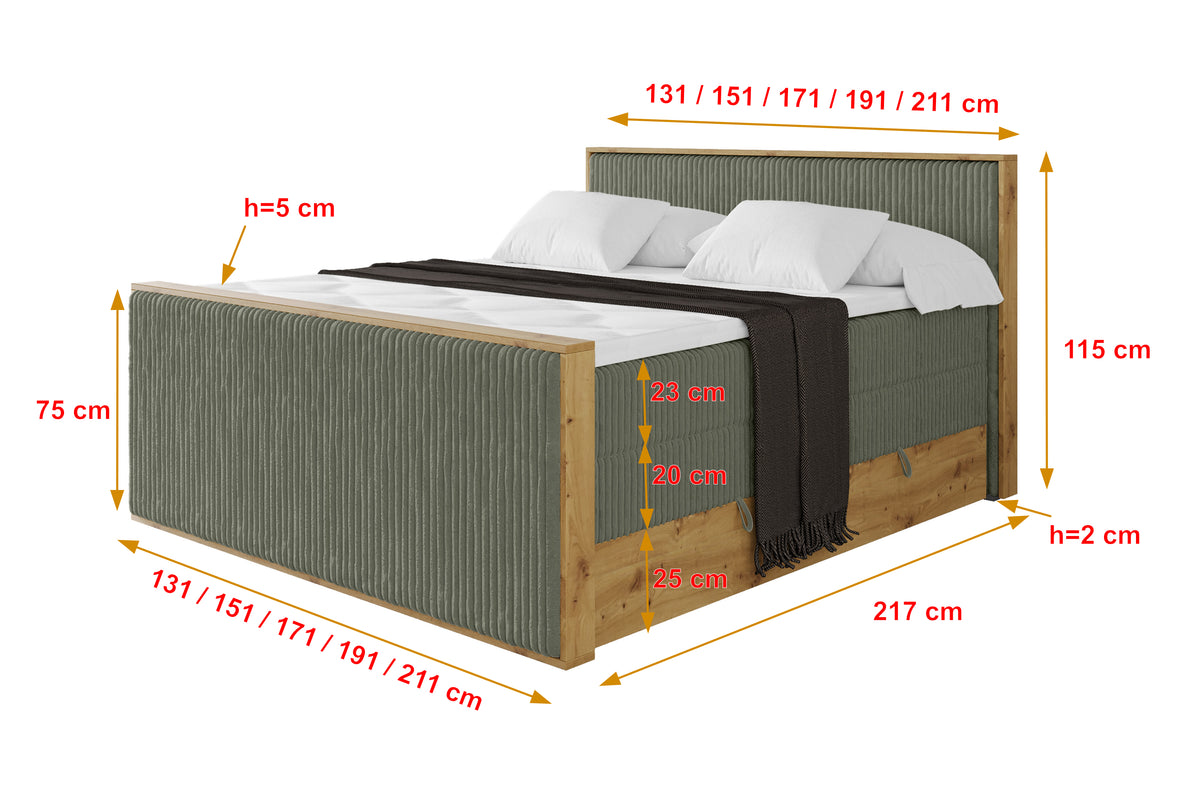 Łóżko kontynentalne LOLLI9-Z KING sztruks