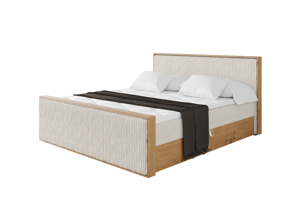 Łóżko boxspring LOLLI9-Z sztruks, Kremowy - Tilia 01 / 120x200 cm / H4