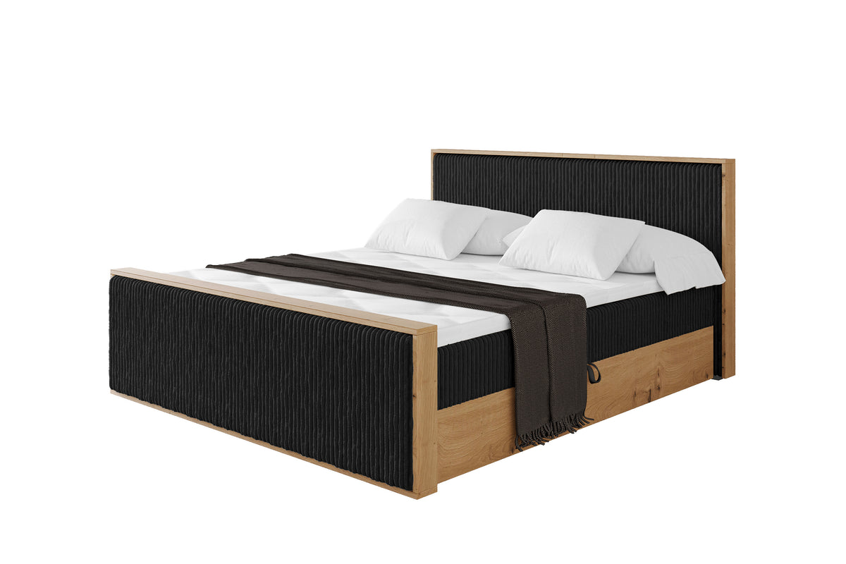Łóżko boxspring LOLLI9-Z sztruks, Czarny - Tilia 100 / 120x200 cm / H3