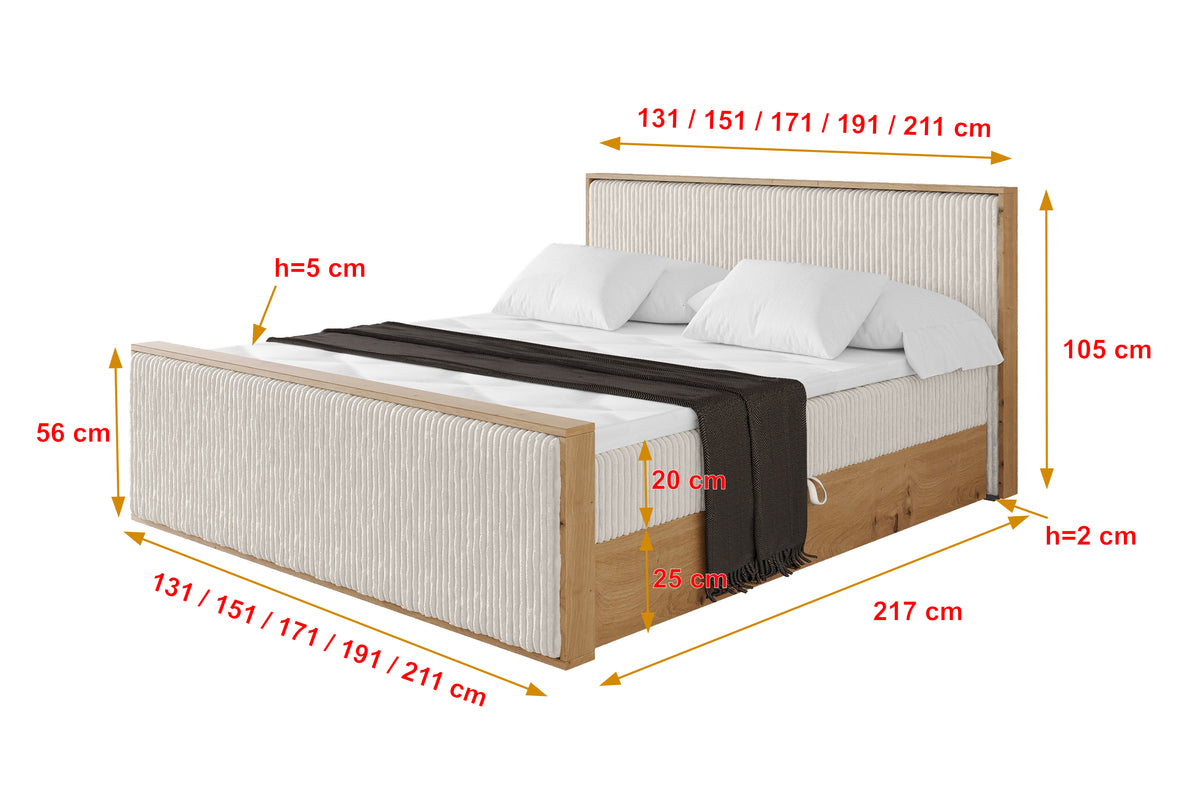 Łóżko boxspring LOLLI9-Z sztruks