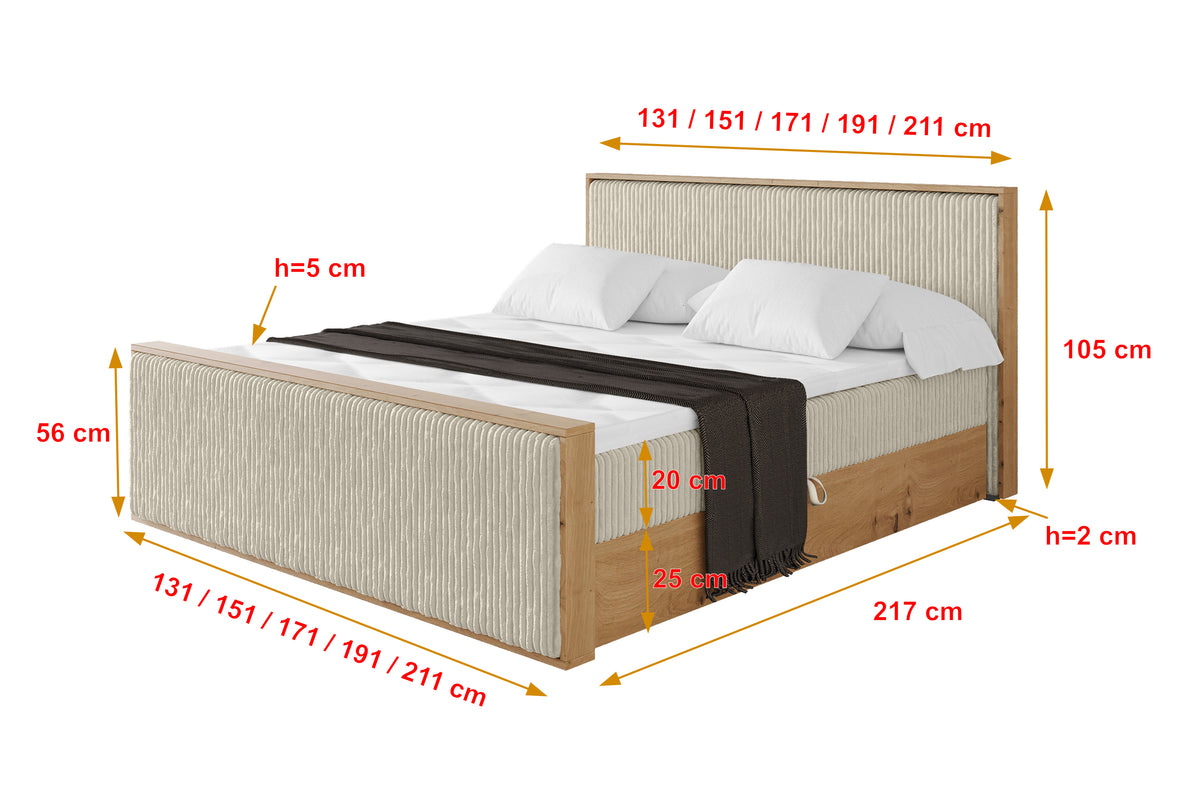 Łóżko boxspring LOLLI9-Z sztruks