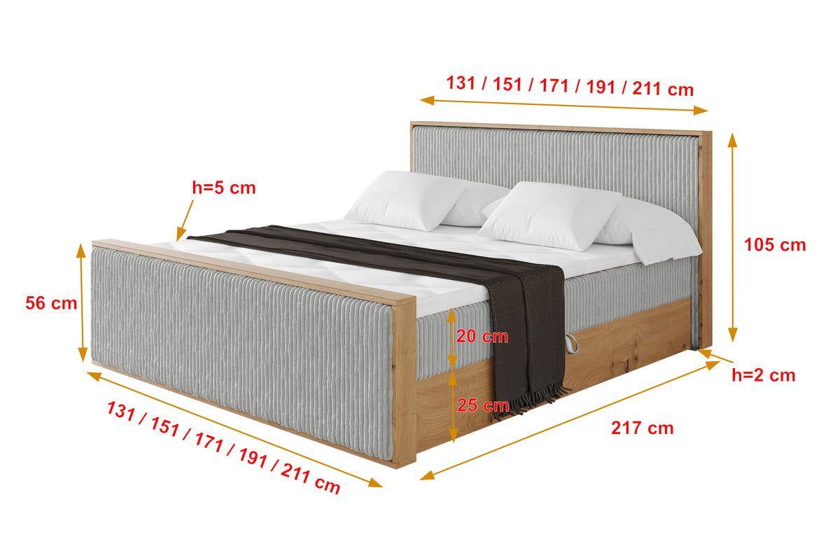 Łóżko boxspring LOLLI9-Z sztruks
