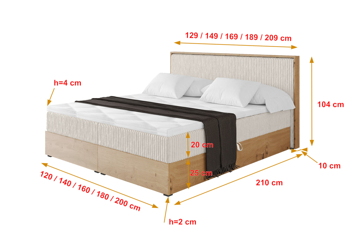 Łóżko boxspring LOLLI 9 sztruks