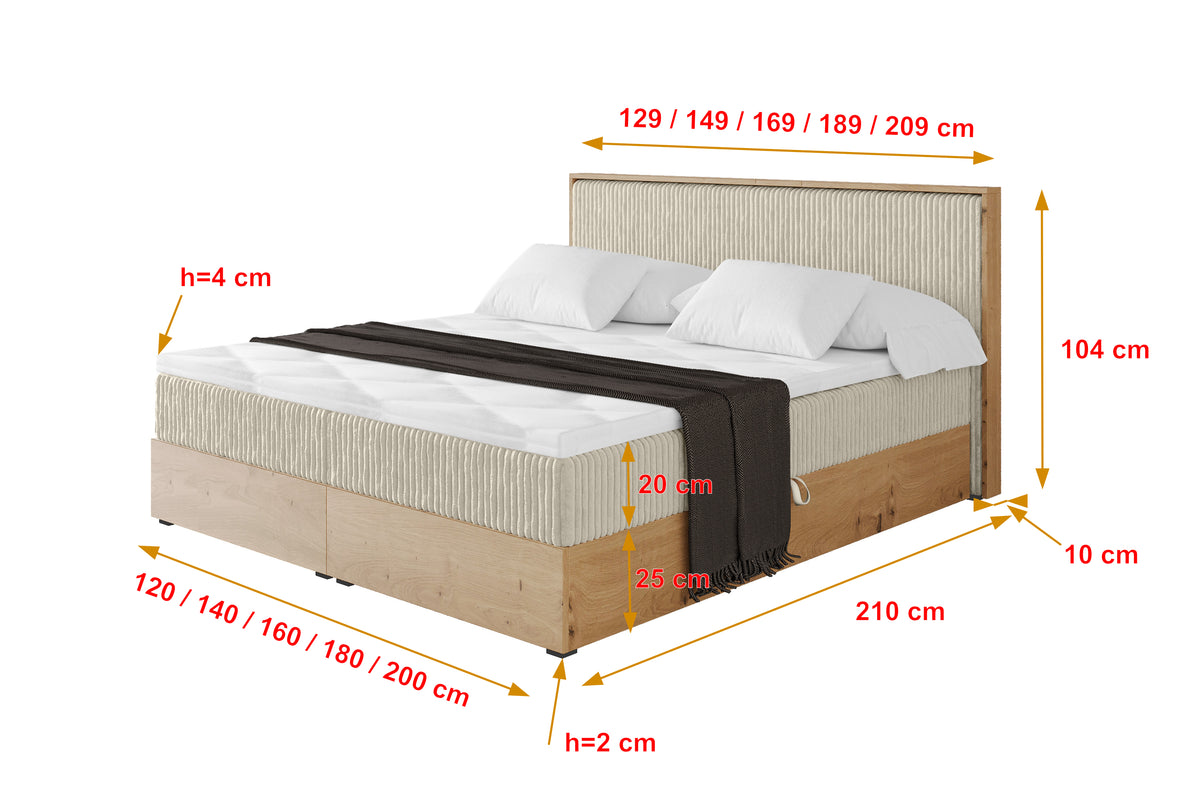 Łóżko boxspring LOLLI 9 sztruks