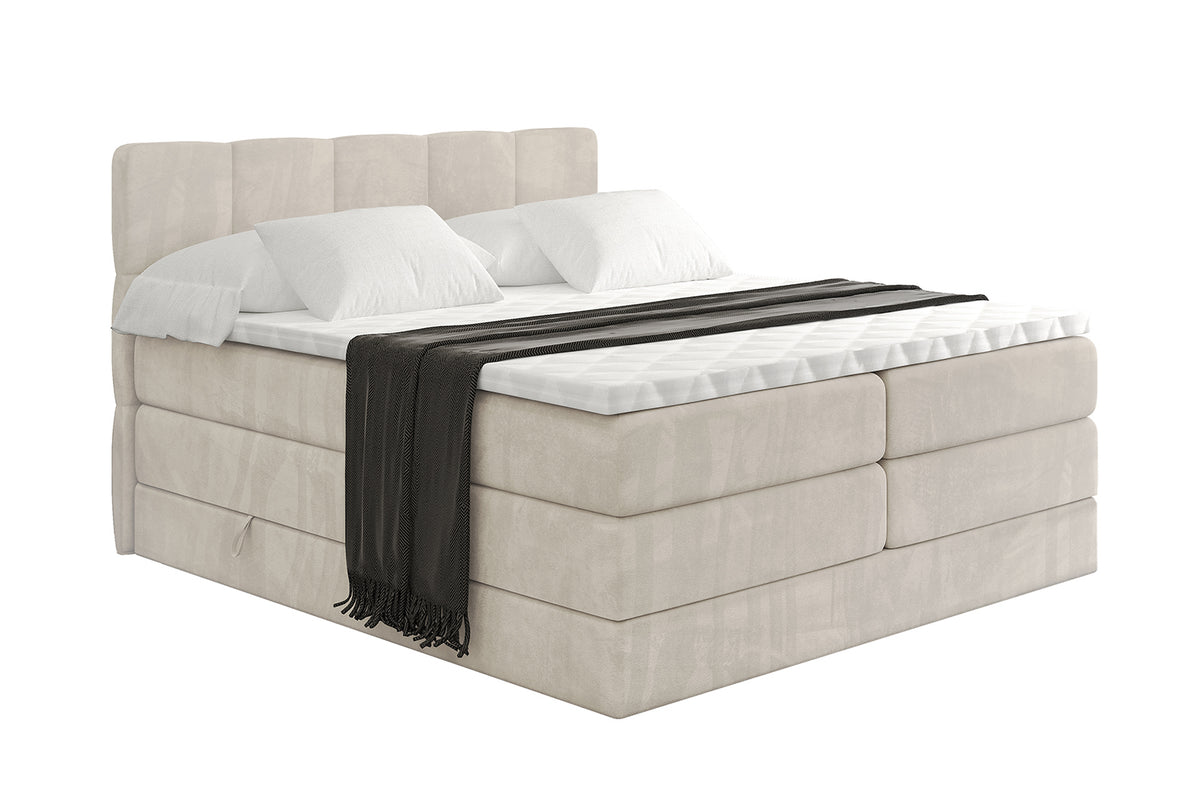 Łóżko kontynentalne LIRO KING welur, Beżowy - Casablanca 2301 / 120x200 cm