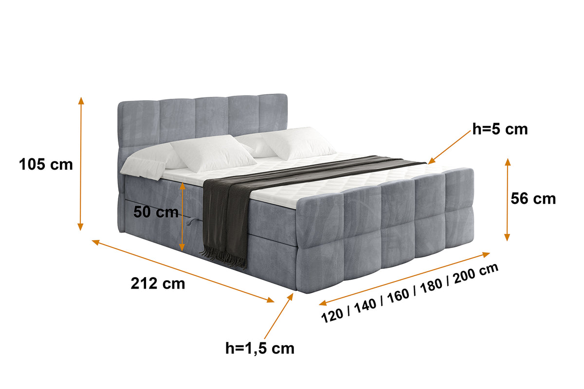 Łóżko boxspring LIRO-Z welur