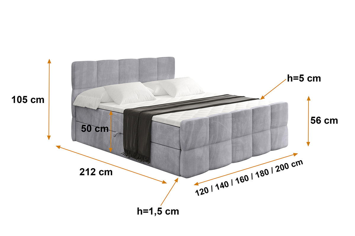 Łóżko boxspring LIRO-Z welur