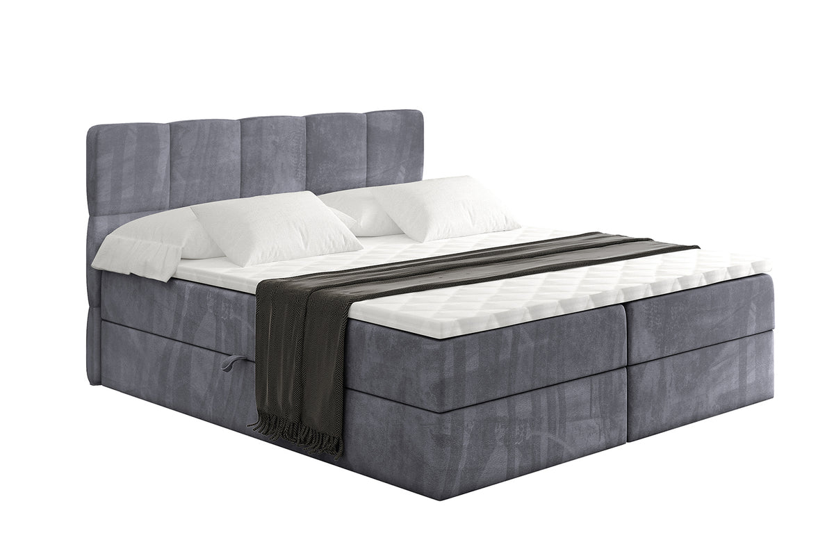 Boxbett LIRO Samt, Dunkelgrau - Casablanca 2315 / 120x200 cm / H4