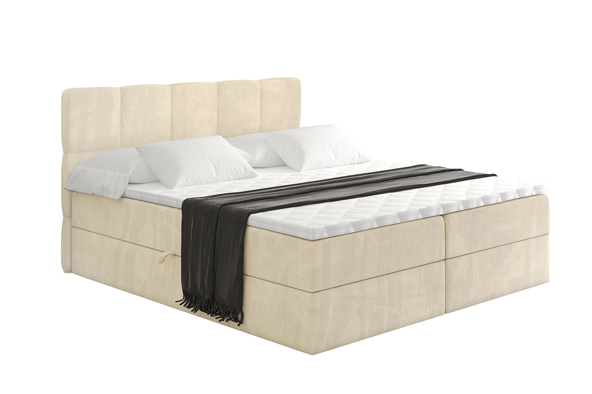 Boxbett LIRO Samt, Beige - Monolith 04 / 120x200 cm / H4