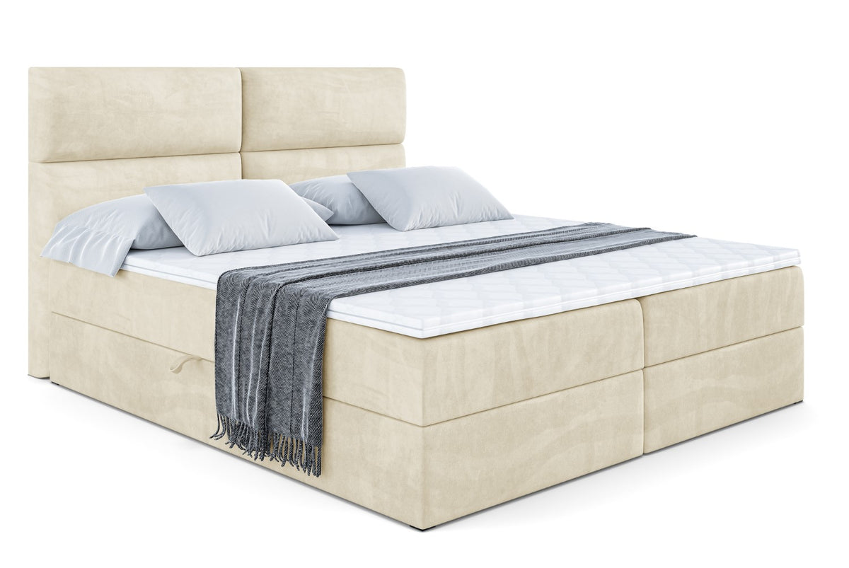 Boxbett BOXI3 Samt, Beige - Monolith 04 / 120x200 cm / H4