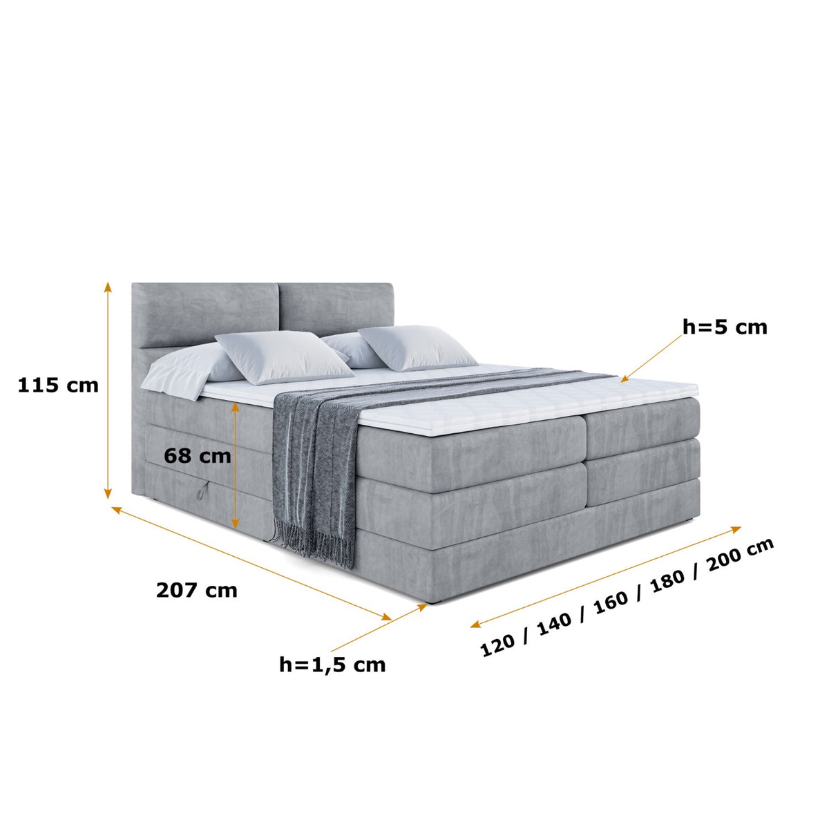 Łóżko kontynentalne BOXI3 KING welur