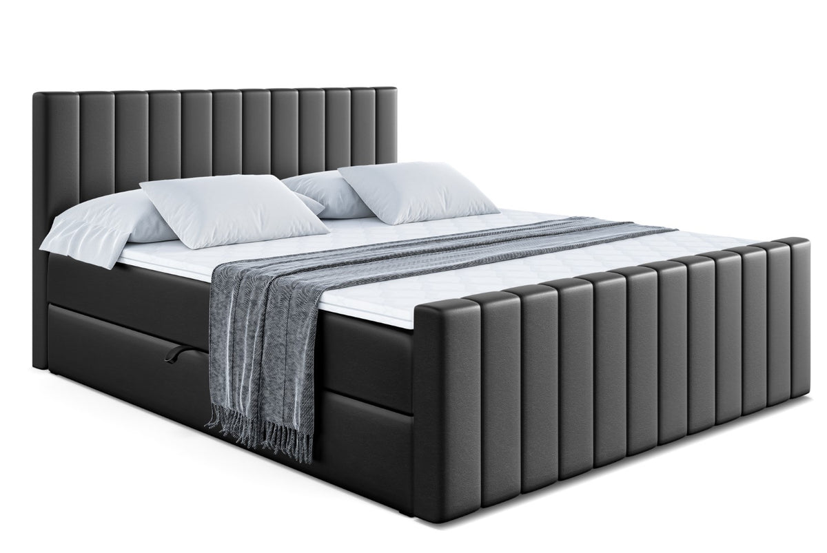 Łóżko boxspring EDITA-Z ekoskóra, Czarny - Soft 11 / 120x200 cm / H3