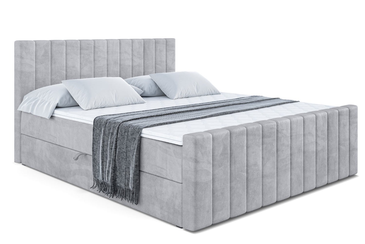 Łóżko boxspring EDITA-Z welur, Szary - Monolith 84 / 120x200 cm / H3