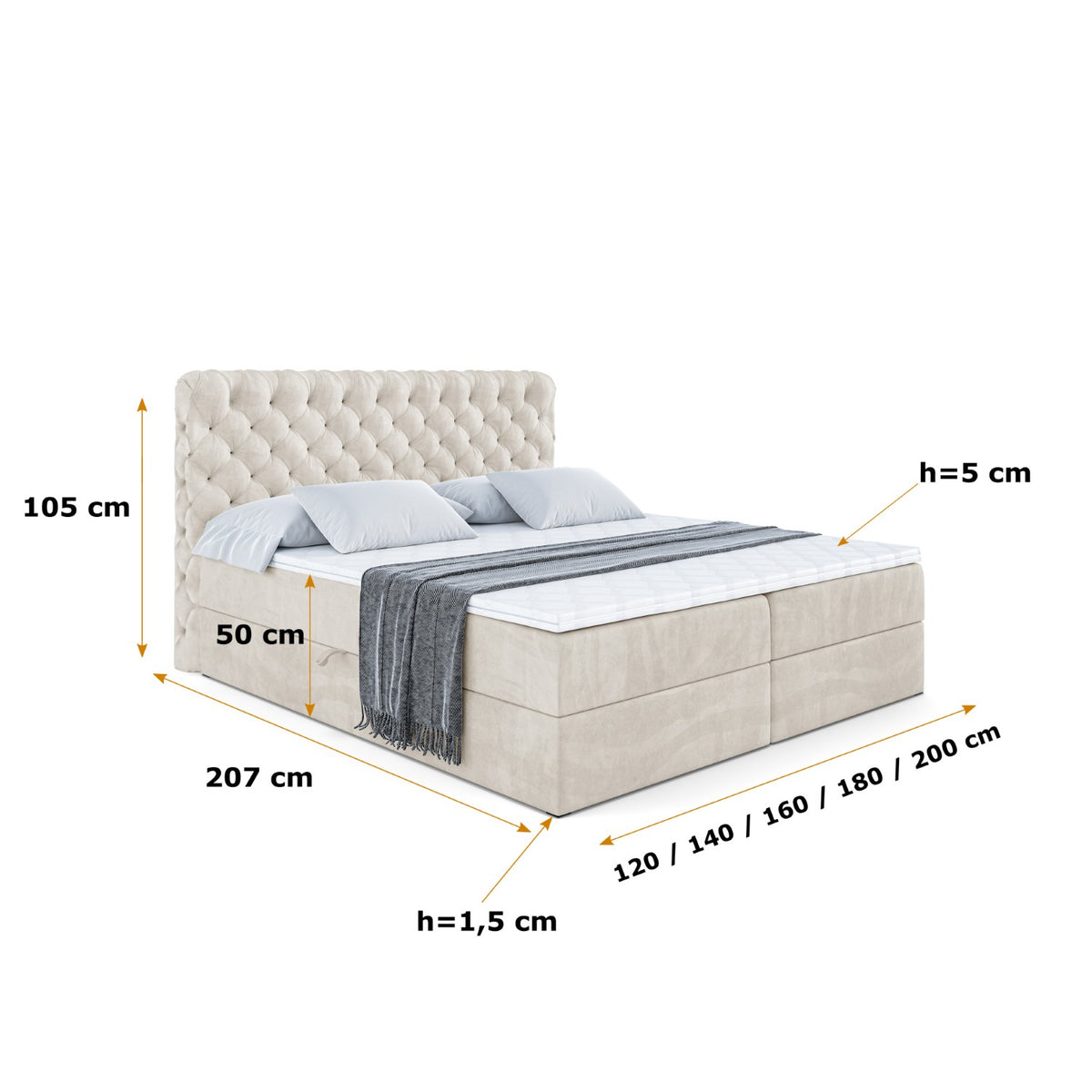 Łóżko boxspring BOXI8 welur