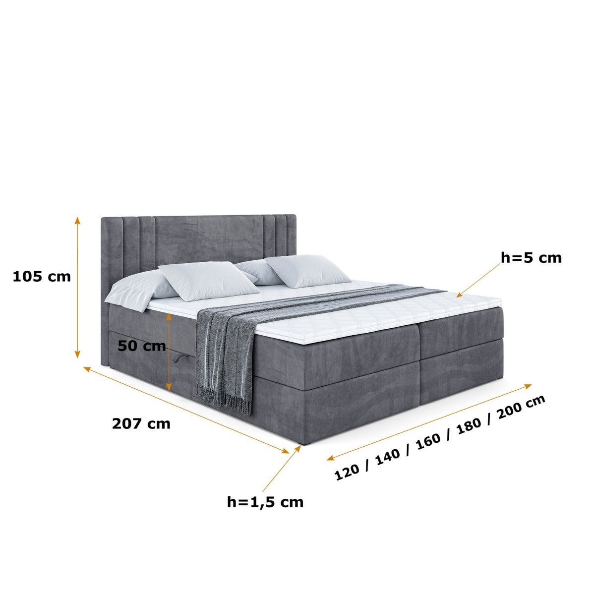 Łóżko boxspring IDRIKO welur