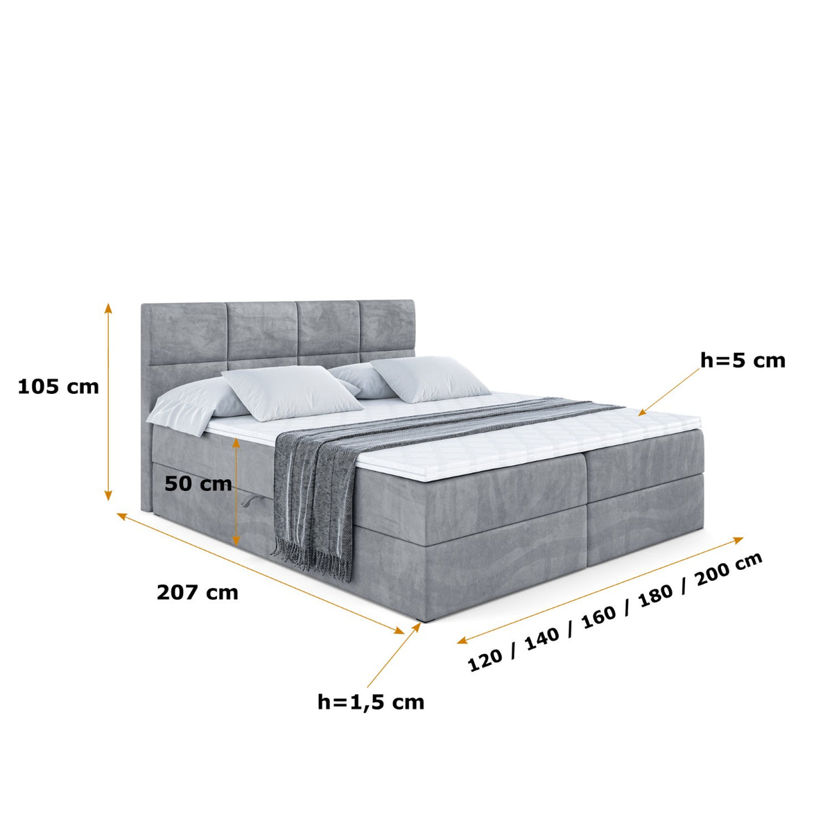 Łóżko boxspring ARDENI welur