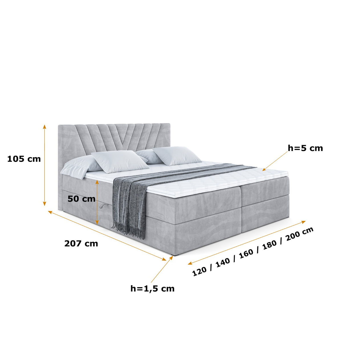 Łóżko boxspring ERNINA welur