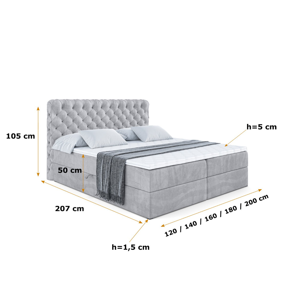 Łóżko boxspring BOXI8 welur