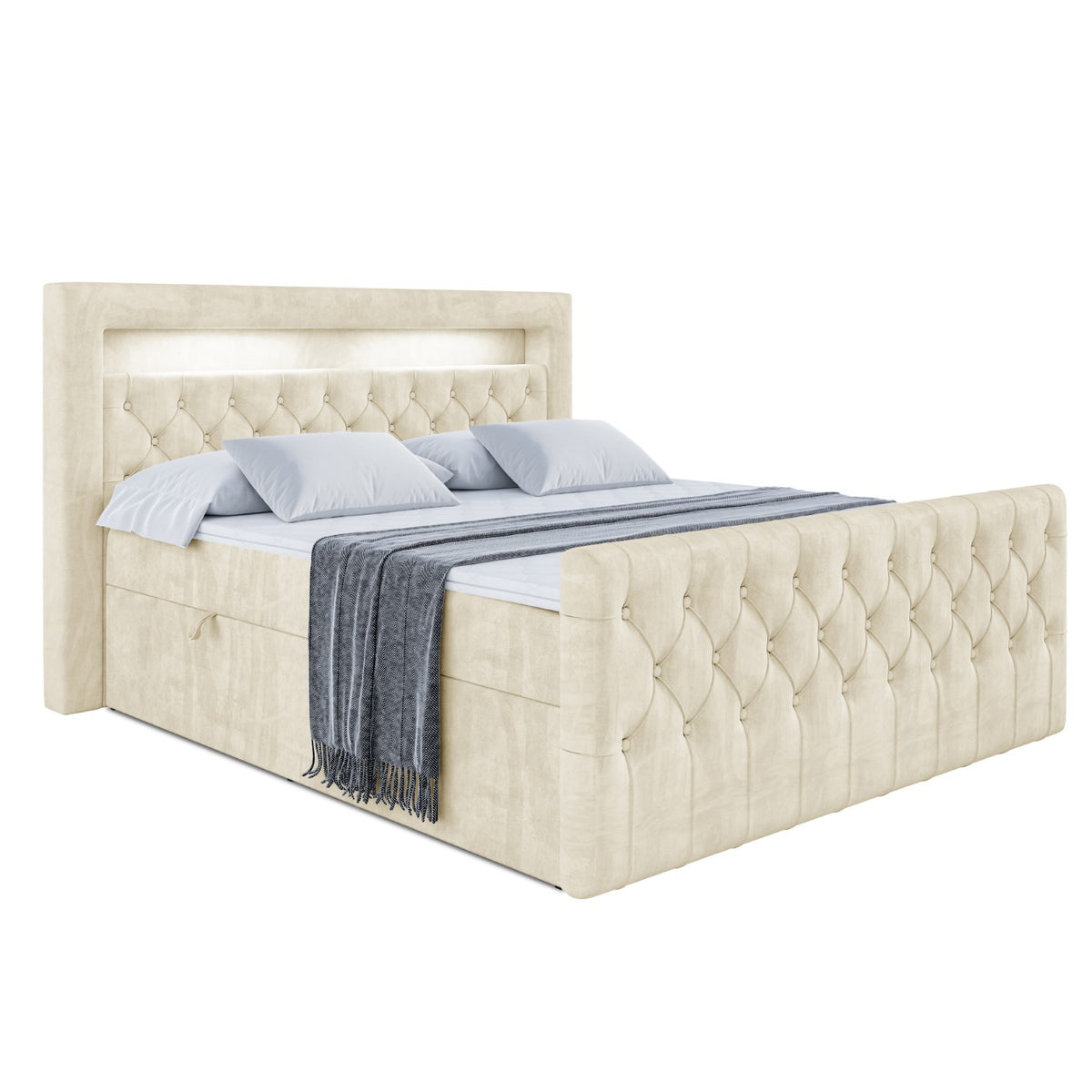 Boxbett AURORA Samt, Beige - Monolith 04 / 120x200 cm / H4