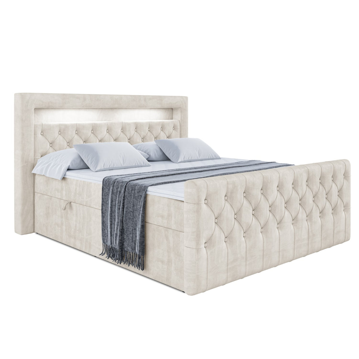 Boxbett AURORA Samt, Beige - Casablanca 2301 / 120x200 cm / H3