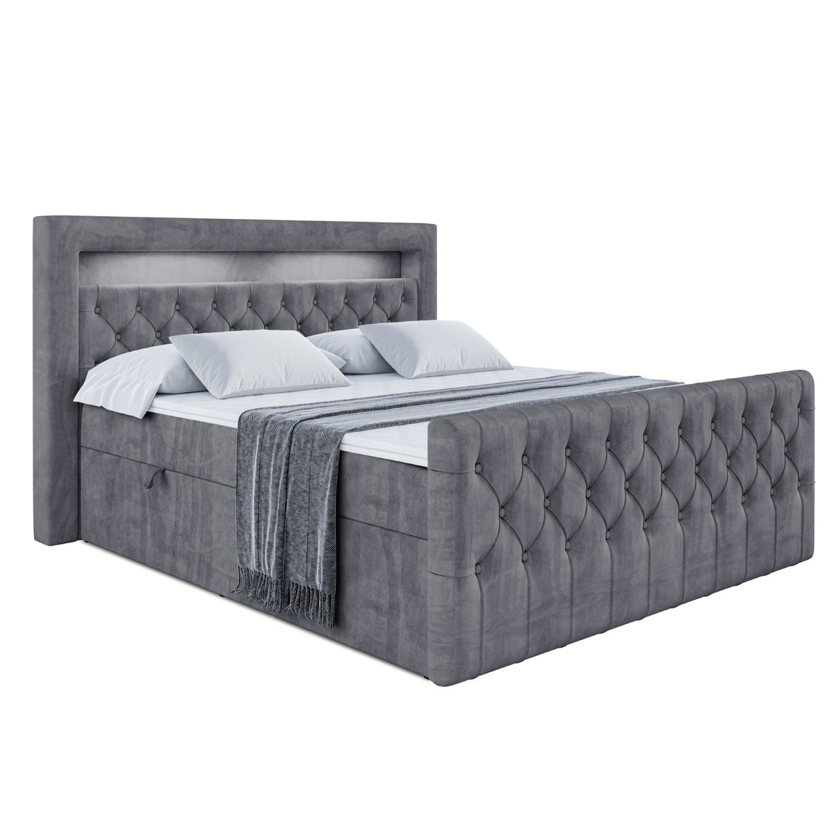 Boxbett AURORA Samt, Dunkelgrau - Casablanca 2315 / 120x200 cm / H4