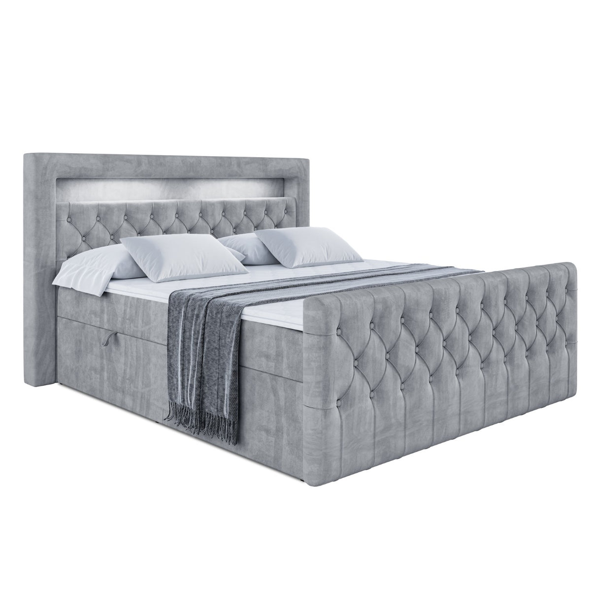 Boxbett AURORA Samt, Grau - Casablanca 2314 / 120x200 cm / H3