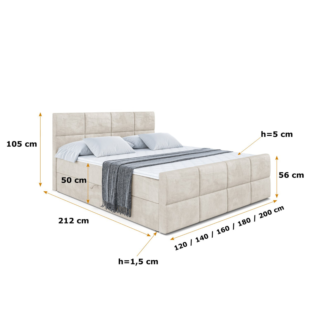 Łóżko boxspring ARDENI-Z welur