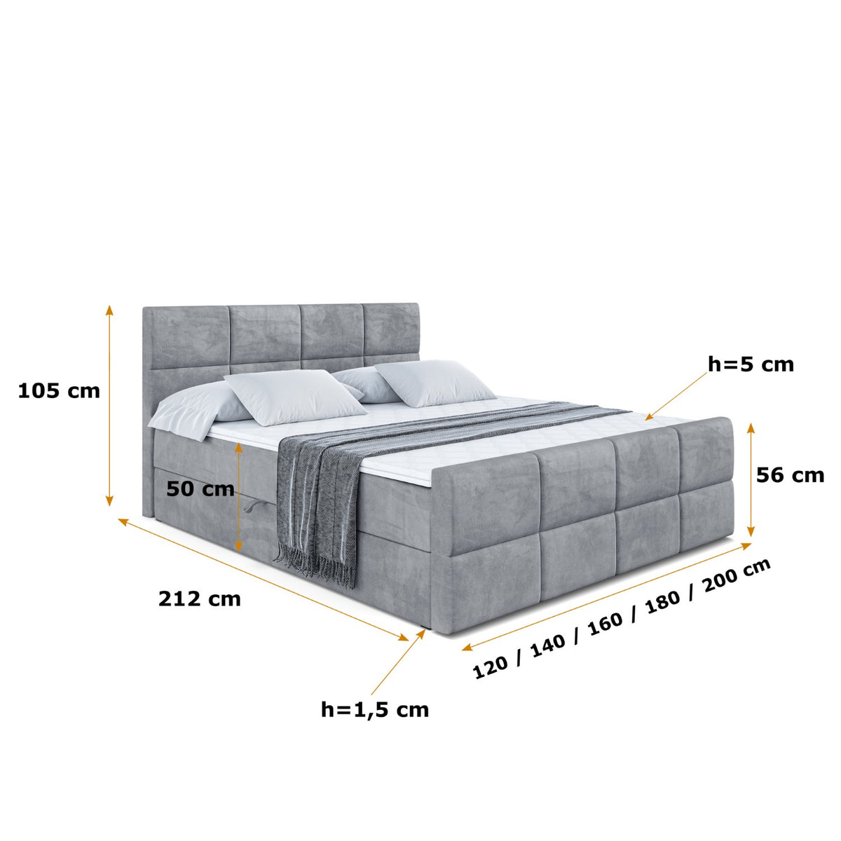 Łóżko boxspring ARDENI-Z welur