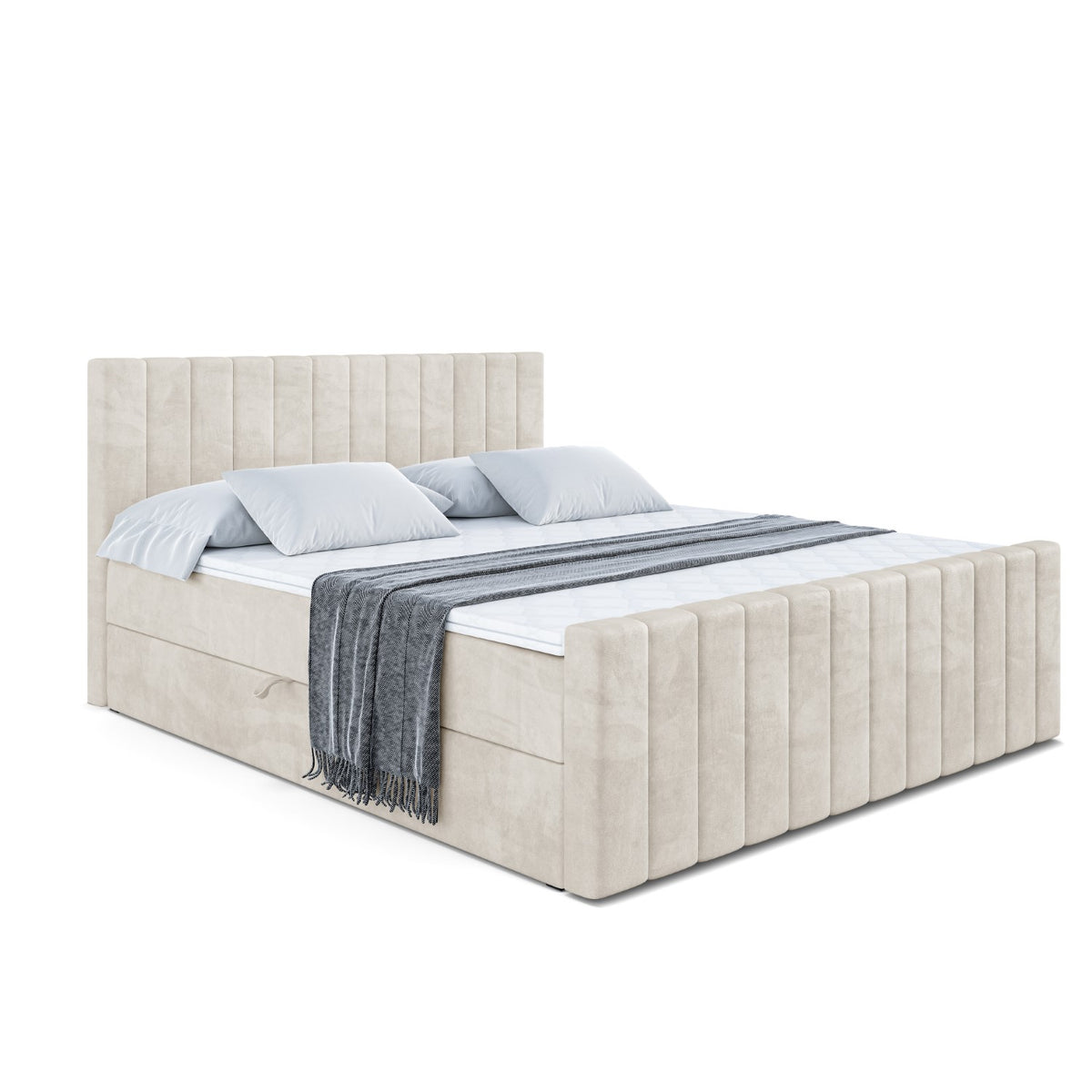 Łóżko boxspring EDITA-Z welur, Beżowy - Casablanca 2301 / 120x200 cm / H4