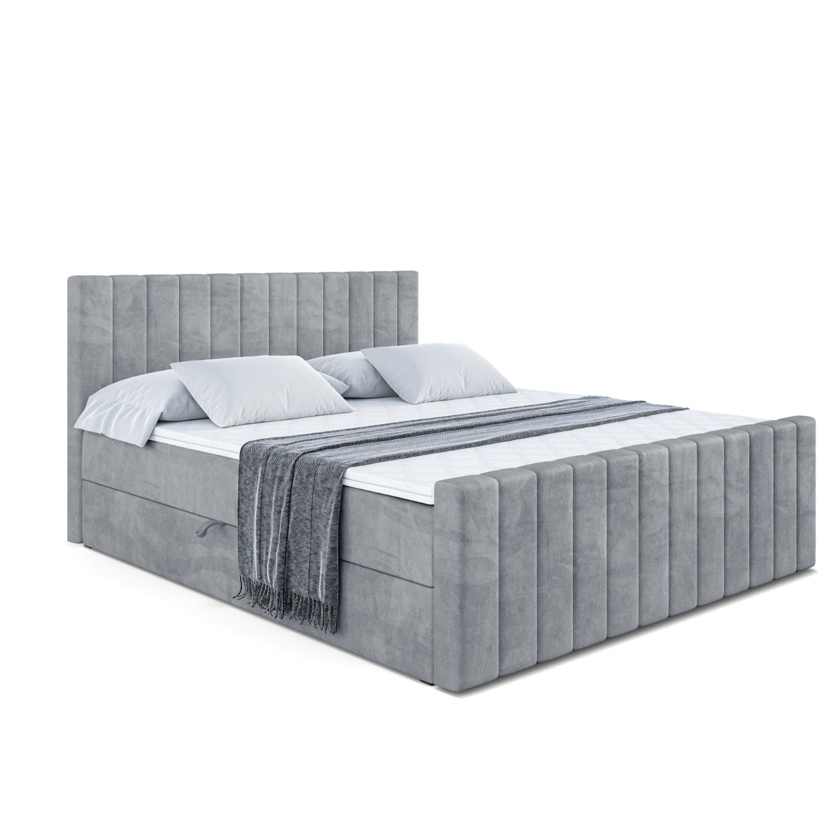 Łóżko boxspring EDITA-Z welur, Szary - Casablanca 2314 / 120x200 cm / H4
