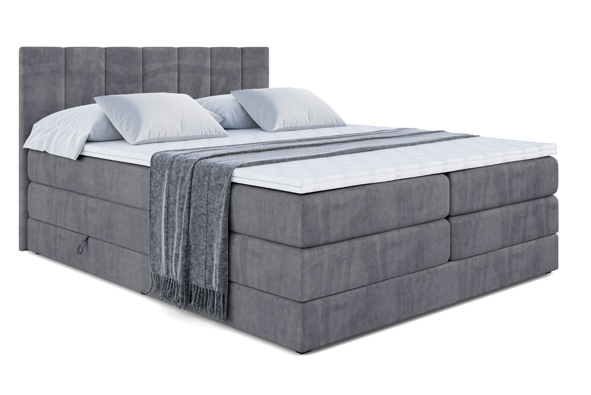 Boxspringbett MOETI KING Samt, Dunkelgrau - Casablanca 2315 / 120x200 cm
