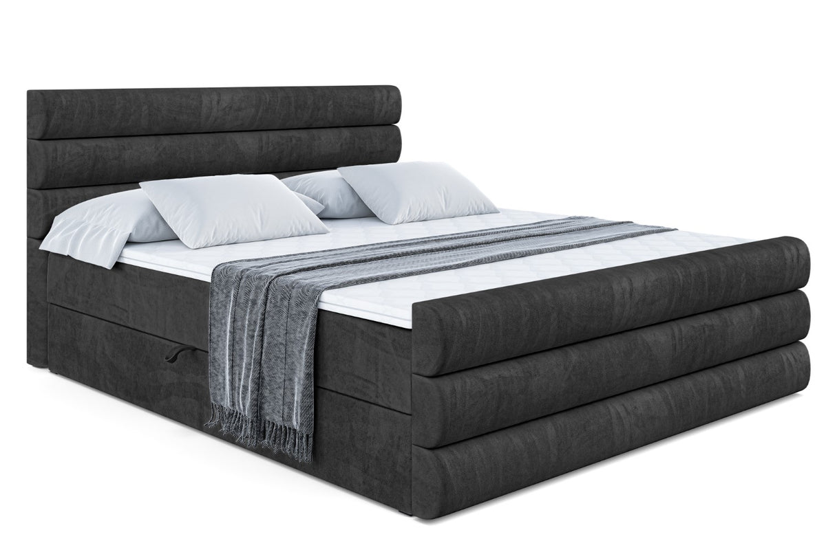 Łóżko boxspring CELESTIA-Z welur, Czarny - Casablanca 2316 / 120x200 cm / H3