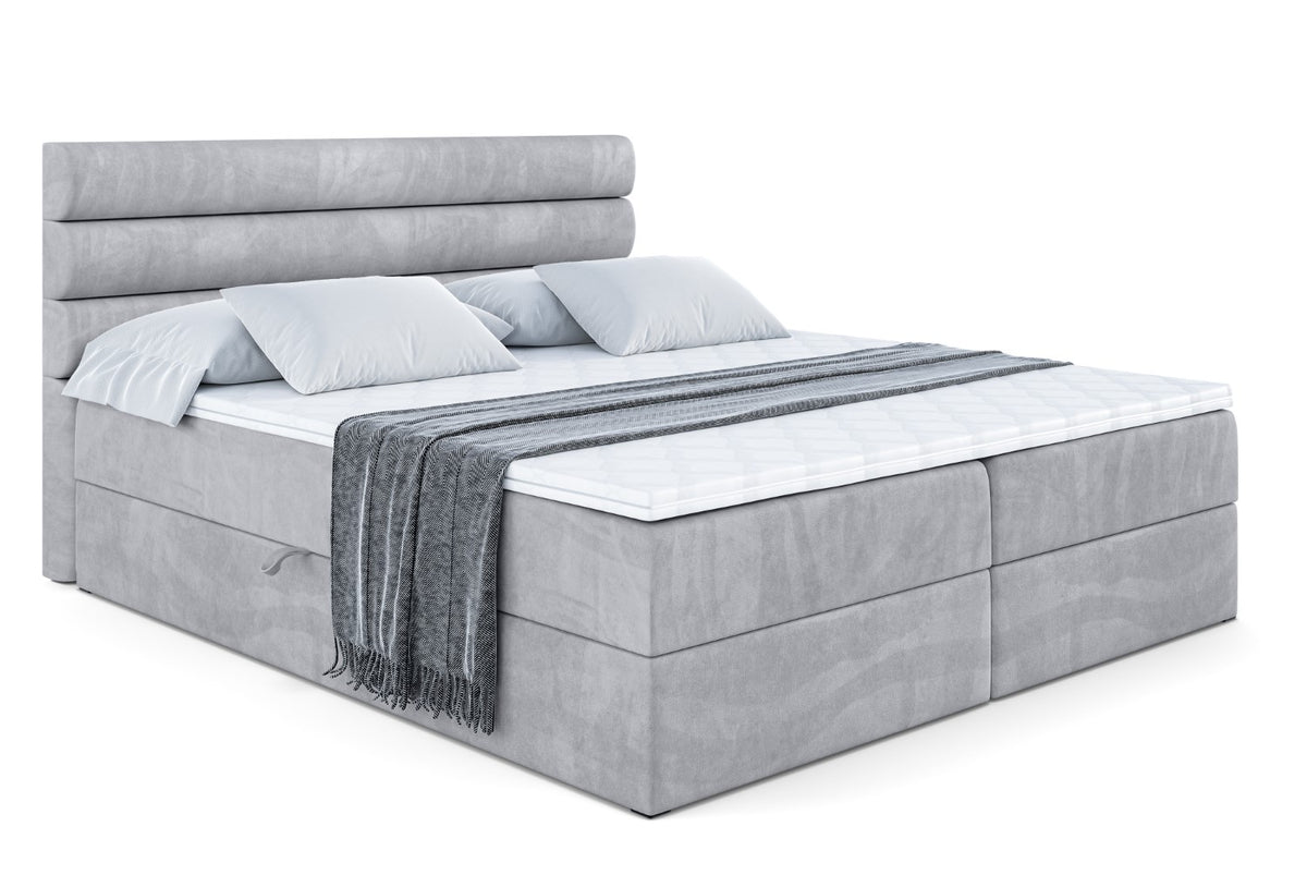 Boxbett CELESTIA Samt, Grau - Monolith 84 / 120x200 cm / H4