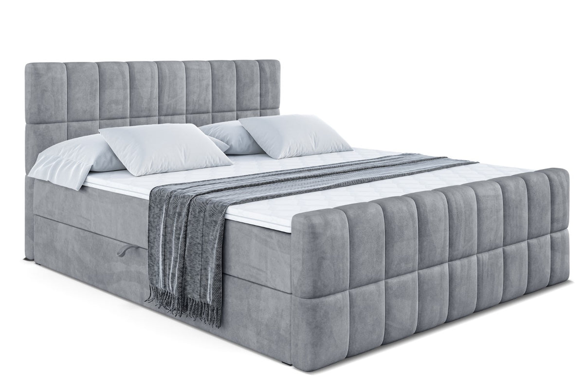Łóżko boxspring MIAMI-Z welur, Szary - Casablanca 2314 / 120x200 cm / H4
