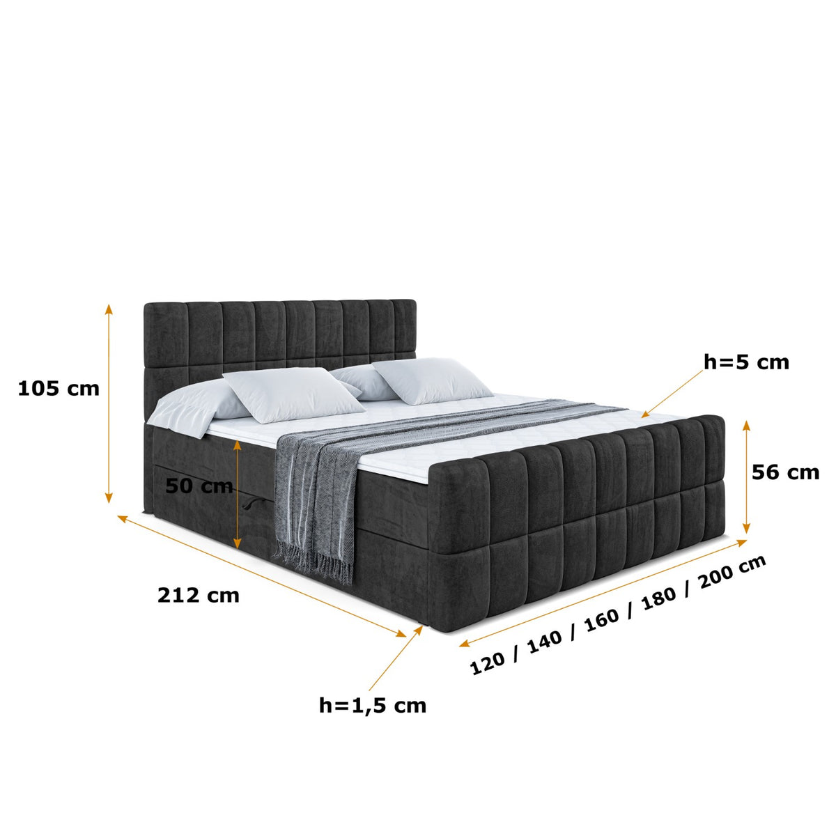 Łóżko boxspring MIAMI-Z welur