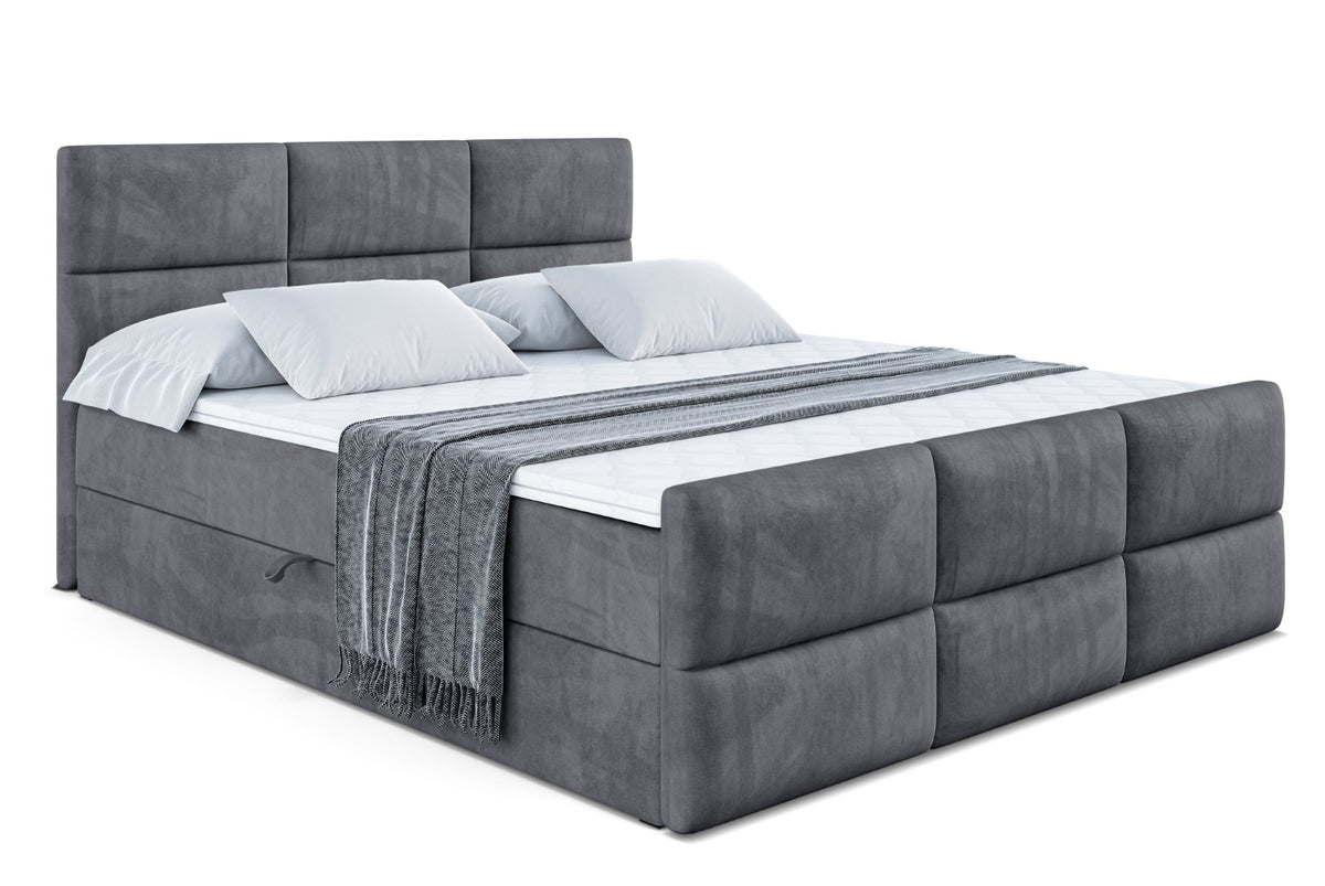 Łóżko boxspring OHIO-Z welur, Ciemnoszary - Casablanca 2315 / 120x200 cm / H3