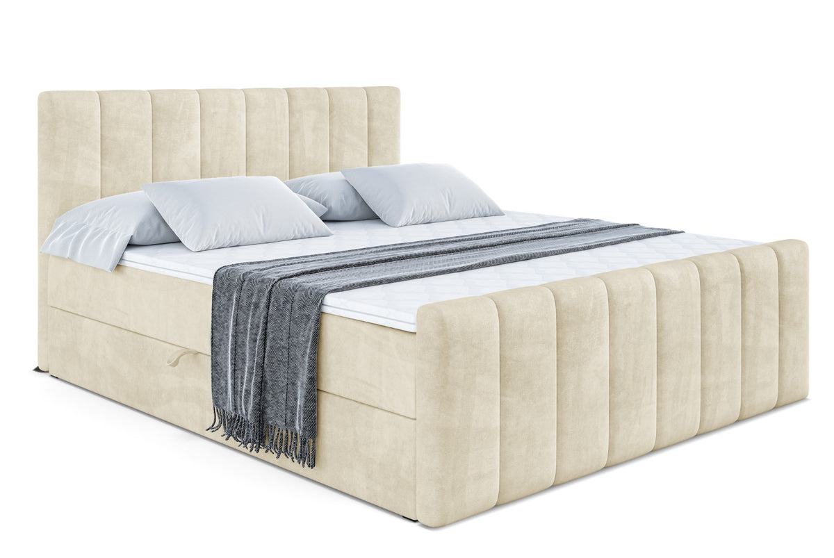 Łóżko boxspring OTTA-Z welur, Beżowy - Monolith 04 / 120x200 cm / H3