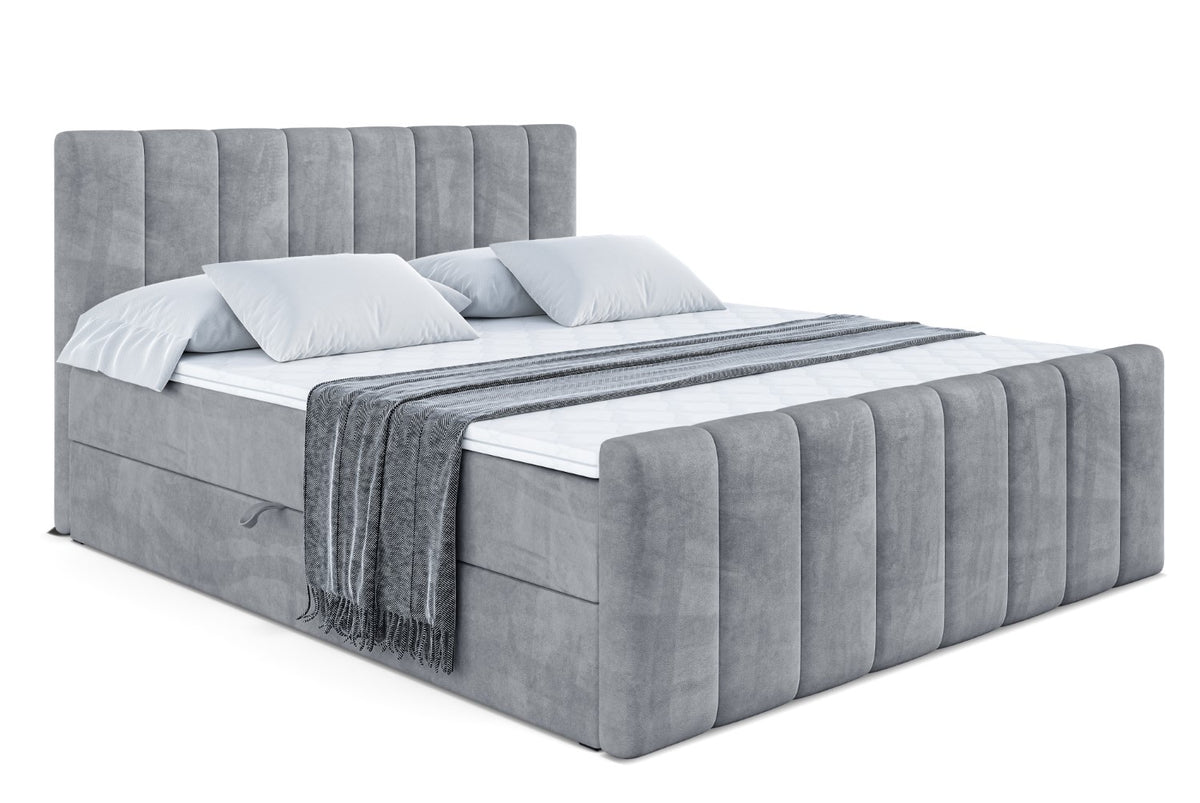 Łóżko boxspring OTTA-Z welur, Szary - Casablanca 2314 / 120x200 cm / H3