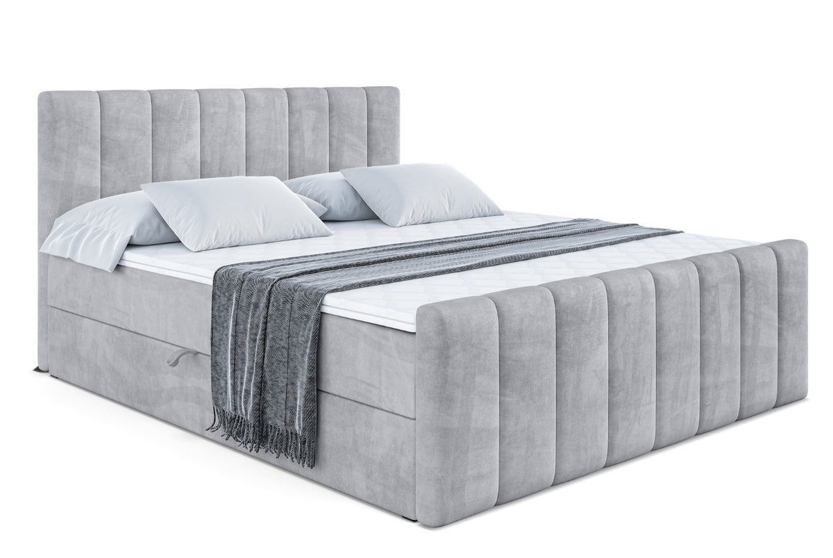 Łóżko boxspring OTTA-Z welur, Szary - Monolith 84 / 120x200 cm / H3