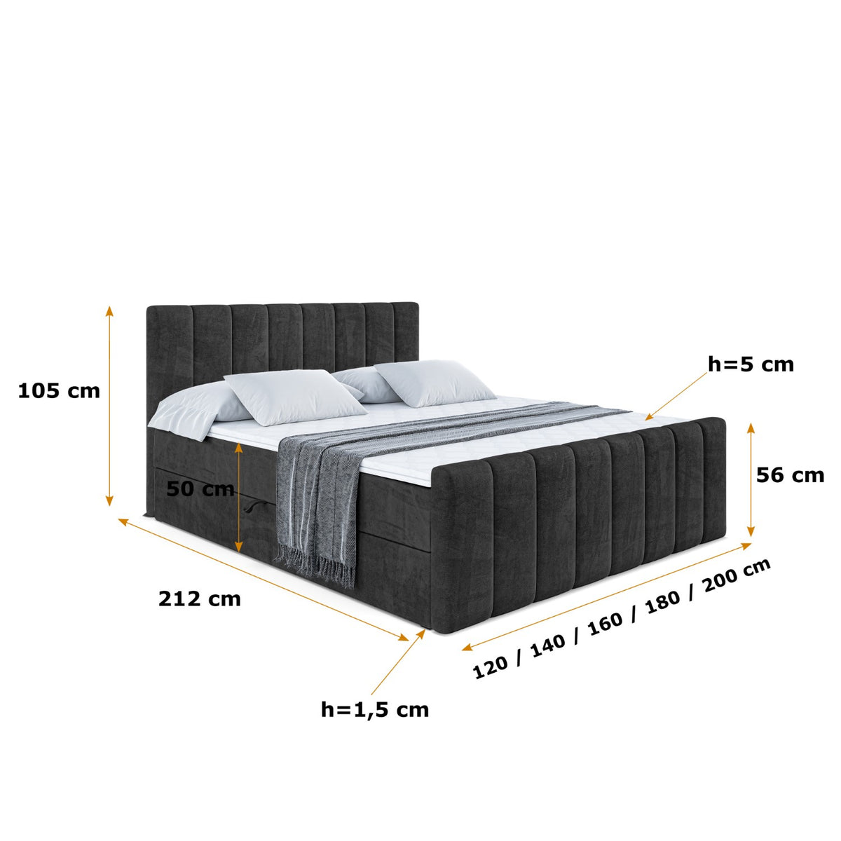Łóżko boxspring OTTA-Z welur