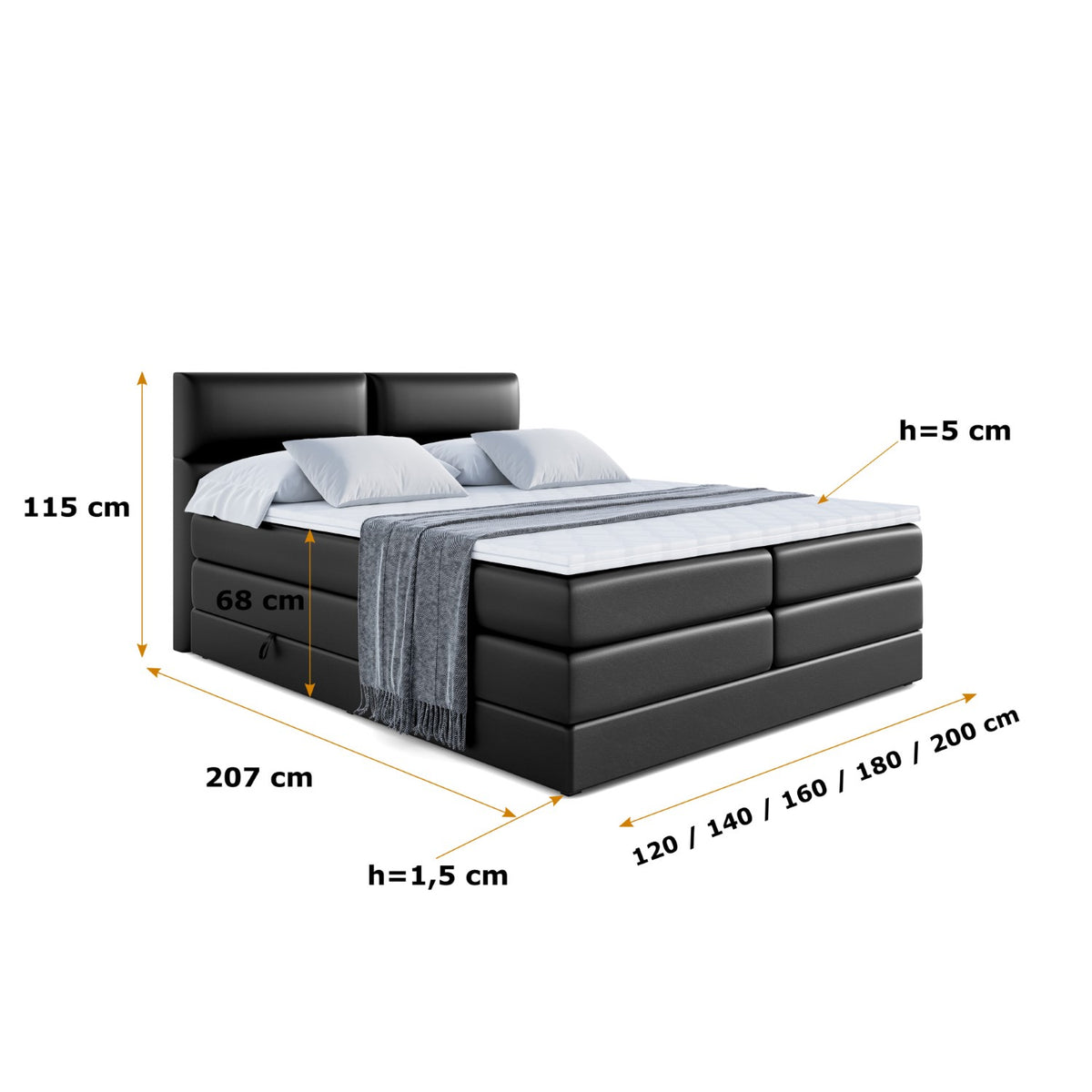 Łóżko kontynentalne BOXI3 KING ekoskóra