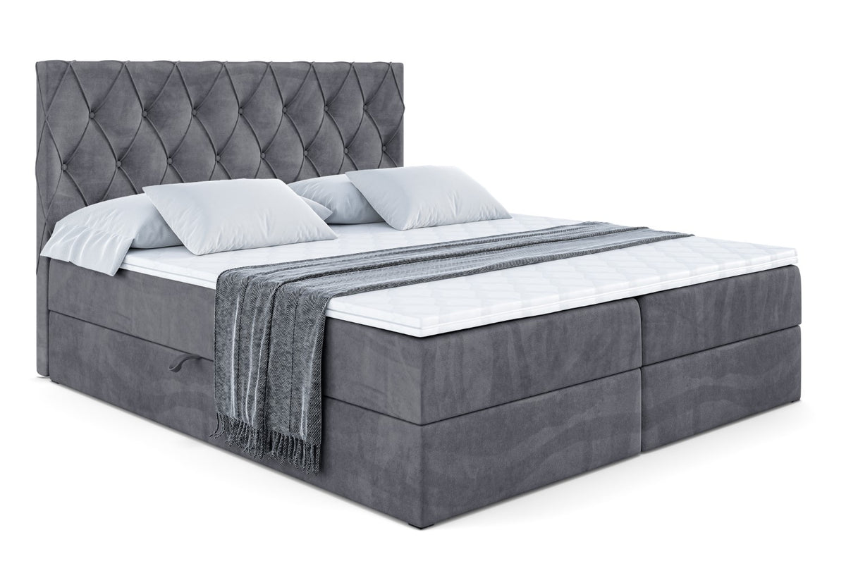 Boxbett AMAY-BZ Samt, Dunkelgrau - Casablanca 2315 / 120x200 cm / H4