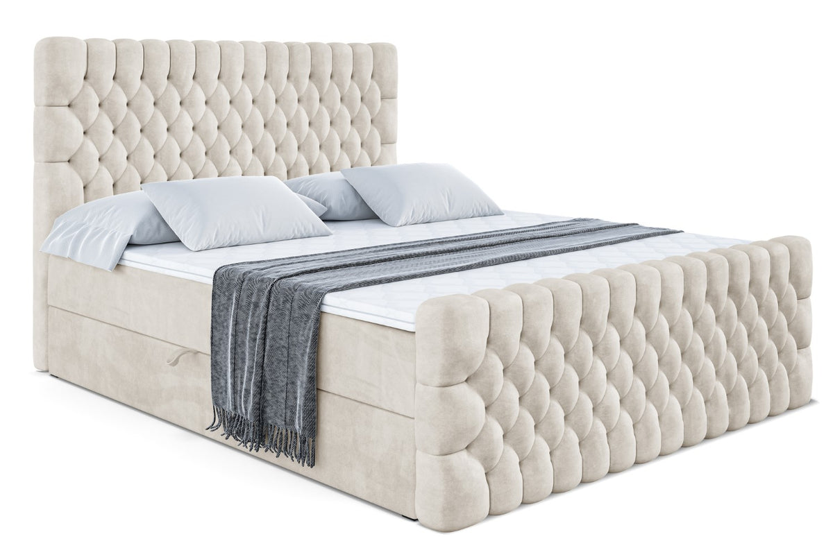Łóżko boxspring SERENE-Z welur, Beżowy - Casablanca 2301 / 120x200 cm / H3