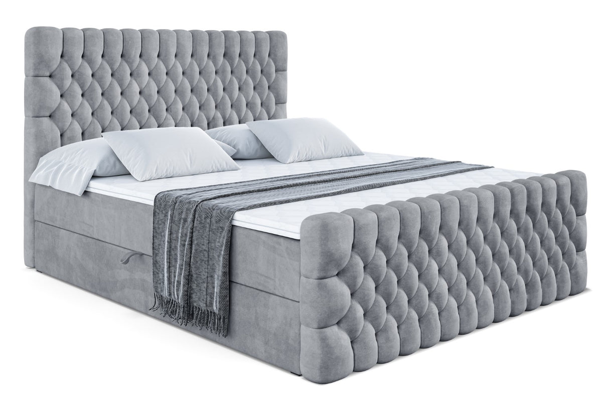 Łóżko boxspring SERENE-Z welur, Szary - Casablanca 2314 / 120x200 cm / H3