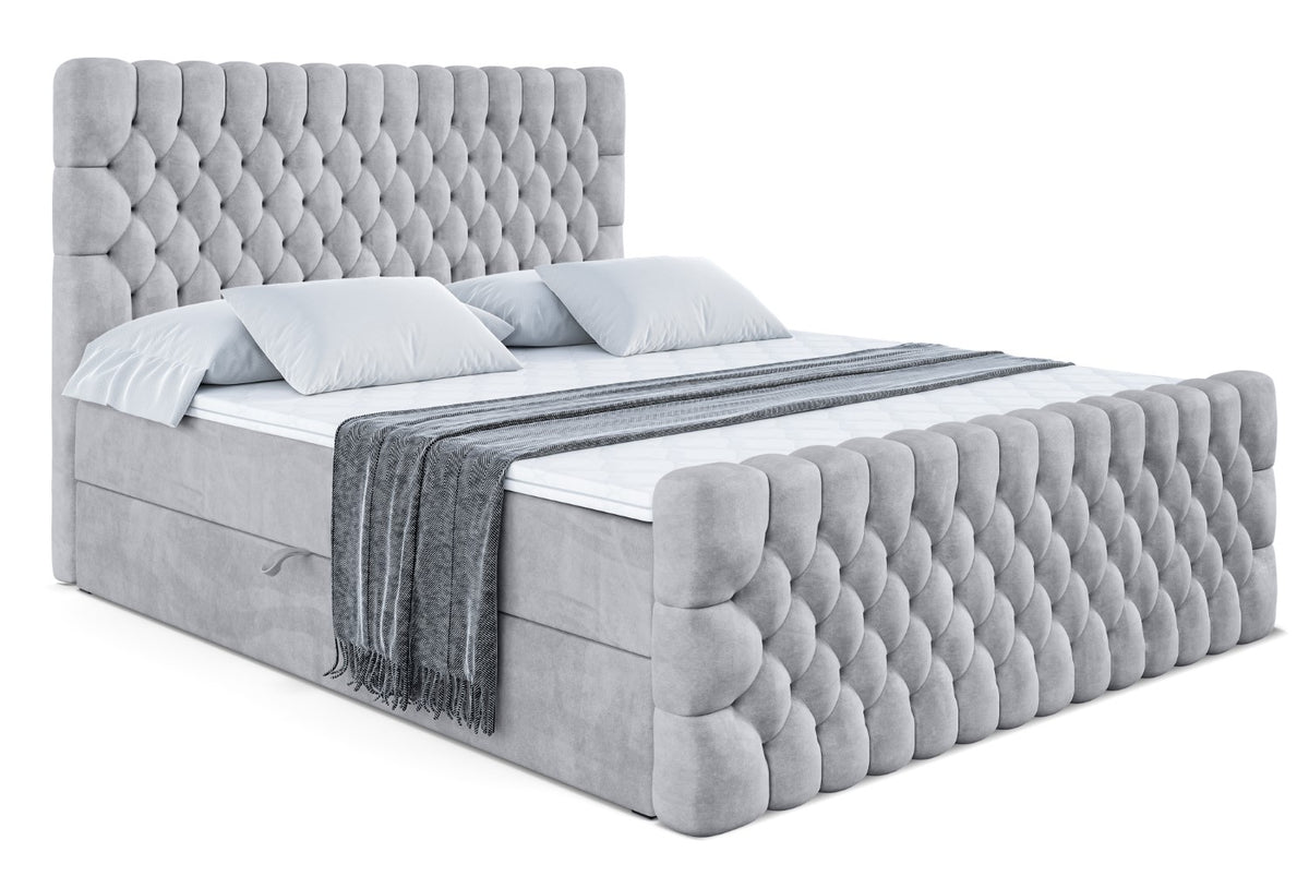 Łóżko boxspring SERENE-Z welur, Szary - Monolith 84 / 120x200 cm / H4