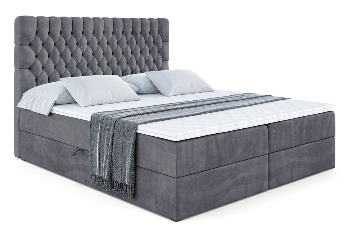 Łóżko boxspring SERENE welur, Ciemnoszary - Casablanca 2315 / 120x200 cm / H3