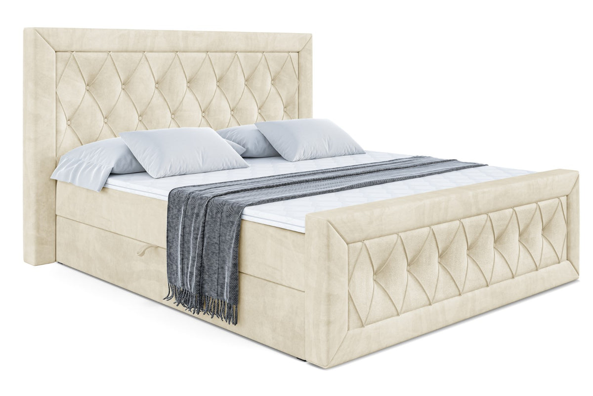 Łóżko boxspring NOEL-Z welur, Beżowy - Monolith 04 / 120x200 cm / H3