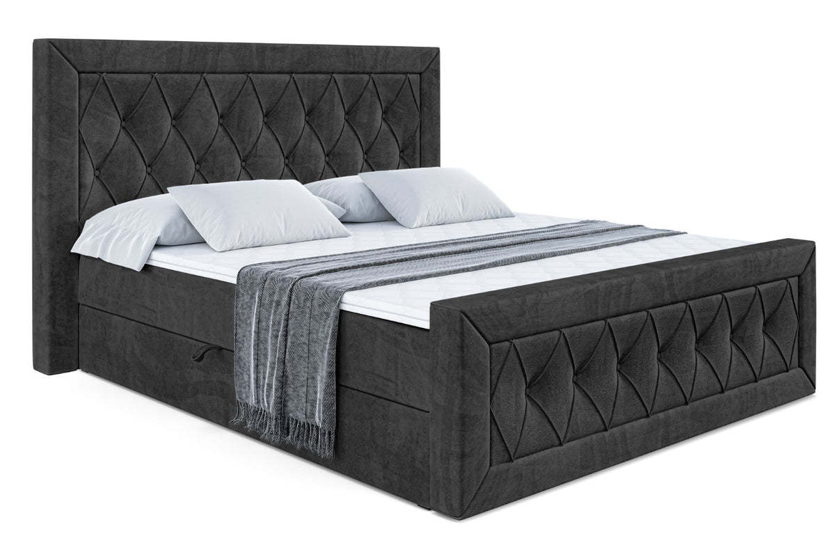 Łóżko boxspring NOEL-Z welur, Czarny - Casablanca 2316 / 120x200 cm / H3
